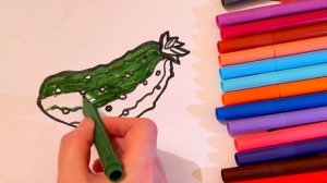 Salatalık Çizimi/ Қияр суретін салу/ Drawing a Cucumber/ Рисуем Огурец/