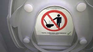 Самолет сбрасывает туалет
