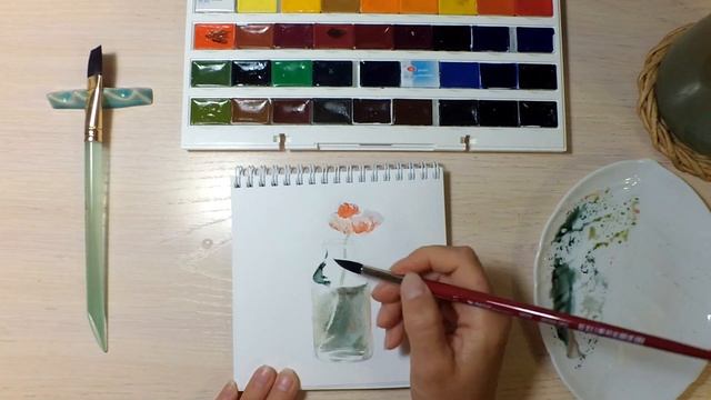 Мак акварелью на бумаге Гознак смотреть онлайн