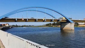 На границе между Германией и Польшей. Река Одра, город Франкфурт и Слубице. Сентябрь 2021 год.