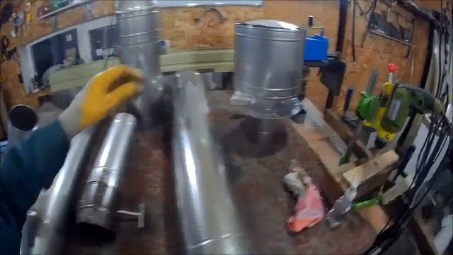 Небольшой дымоход 120/180 мм для самодельной банной печи. смотреть онлайн
