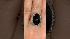 Серебряное кольцо с натуральным чёрным опалом