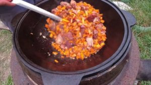 Макароны в казане. Готовим на костре. Вкусно или нет