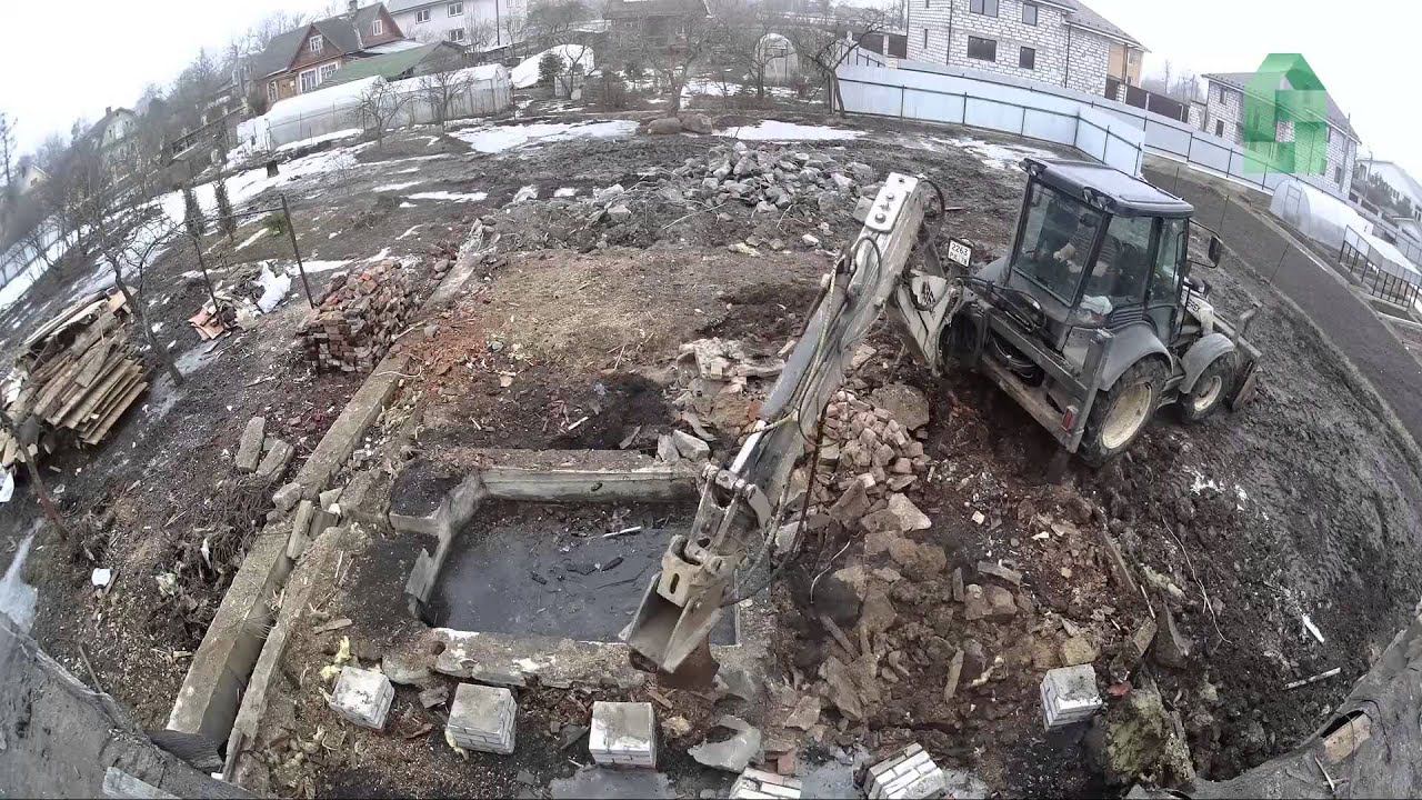 Демонтаж ленточного фундамента за 2 мин (таймлапс)