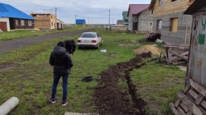 Подключение дома к электричеству, прокладка электрокабеля в земле. Дом из опилкобетона