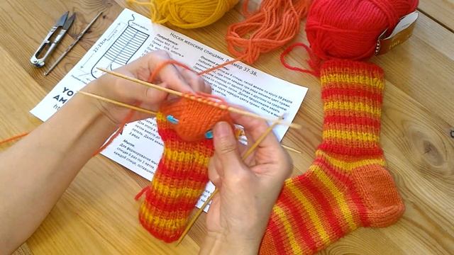 Носки в полоску | Вязание Спицами (Striped Socks) смотреть онлайн
