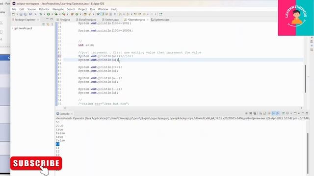 Operator, Post and Pre Increment, Decrement Example in Java | Java Complete Tutorial Program смотреть онлайн