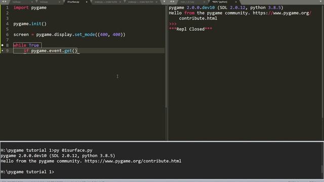 Pygame window and surfaces смотреть онлайн