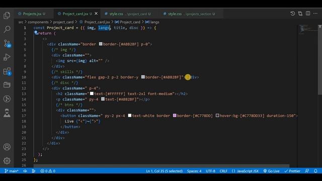 Create a Professional Portfolio with React & Tailwind: Main page