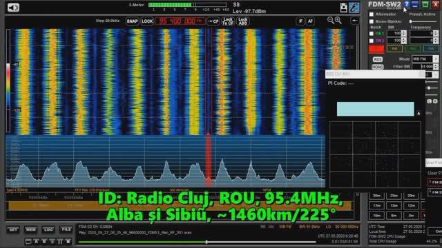 27.05.2020 08:28UTC, [Es], Radio Cluj, Румыния, 95.4МГц, 1460км