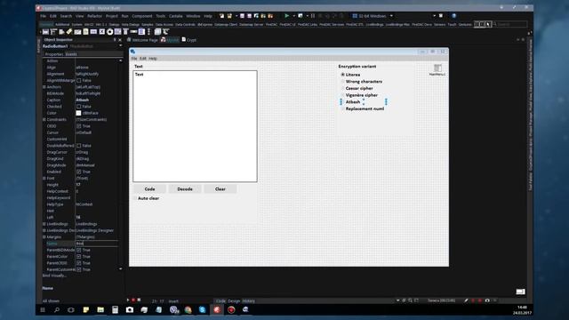 Разработка интерфейса Delphi. Криптограммы. Программа для шифрования. смотреть онлайн