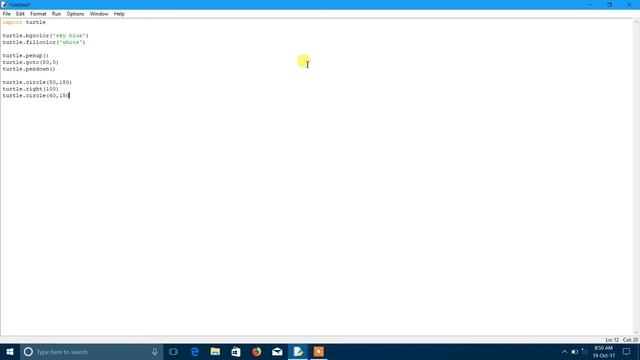 Simple python program to draw cloud using turtle
