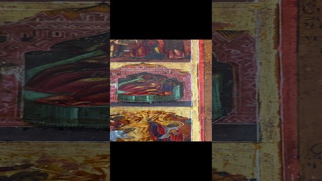 Икона святой Николай Чудотворец с расширенными сценами - клеймами жития середина 19 века