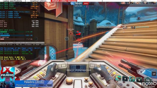 Lenovo Legion 5 Pro (2021) - Paladins Gameplay Benchmark (Ryzen 7 5800H, RTX 3060) смотреть онлайн