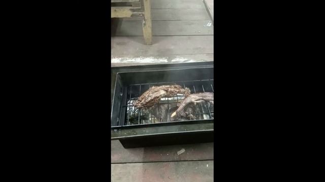 Первый раз коптим зайца. Первый запуск коптильни горячего копчения. смотреть онлайн