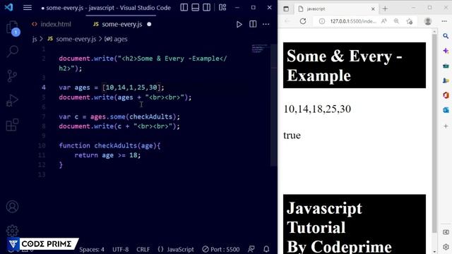 JavaScript Array Methods - Some & Every Function Tutorial | Javascript Tutorial: 30 | BY CodePrime