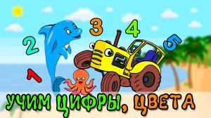 Морские животные для детей. УЧИМ ЦИФРЫ. Учим цвета. Развивающие мультики. Дельфиненок / ТРАКТОР