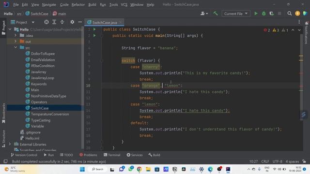 Java switch case statement in Marathi.