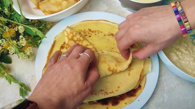 Блины с творогом | Творожная начинка для блинов | Блинчики с творогом запеченные в сметанной заливк смотреть онлайн