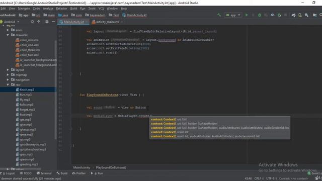 2  Add The Code For the Audios App Kotlin Logic
