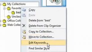 How to add keywords to a clip in the Microsoft Excel clip organizer