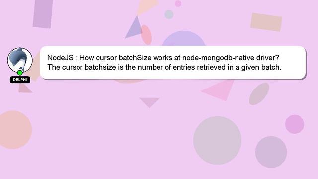 NodeJS : How cursor batchSize works at node-mongodb-native driver? смотреть онлайн
