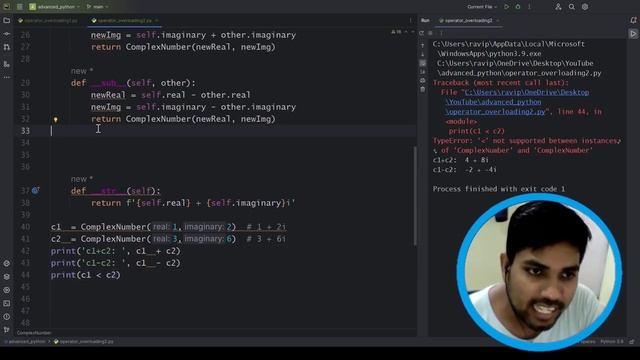 Operator Overloading in Python Part-02 | Complex Number Class | Advanced Python Series | #python