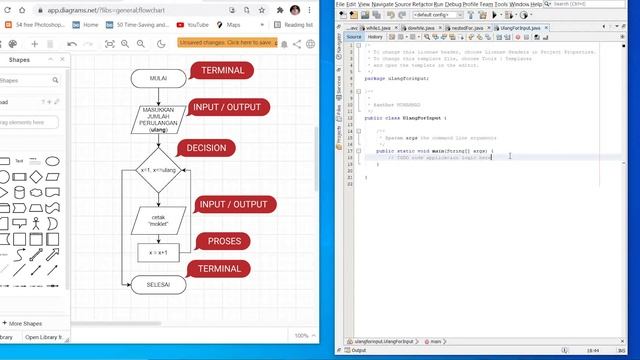 Perulangan FOR input Buffered Reader - Algortima Flowchart Coding Java (netbeans) смотреть онлайн