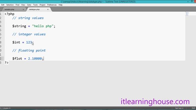 Learn php Data types itlearninghouse php tutorial