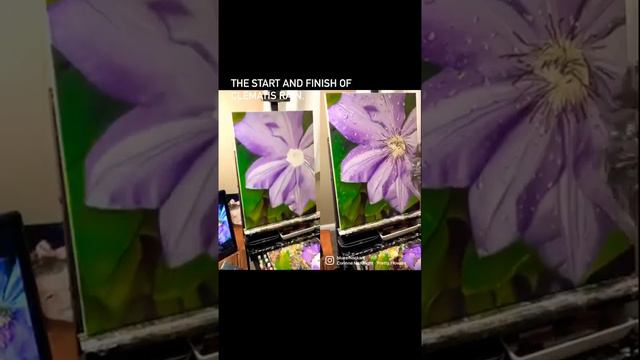 CLEMATIS RAIN SOLD! This is the beginning and completed oil painting. смотреть онлайн