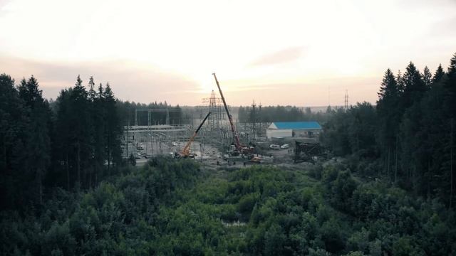 Реконструкция ПС 220 кВ "Андреаполь". Монтаж опоры ВЛ 220 кВ. смотреть онлайн