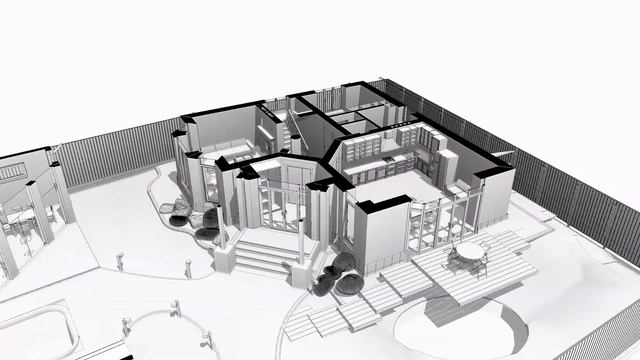 Построенный загородный двухэтажный дом с эркером, окнами в пол, подвалом и открытой террасой смотреть онлайн