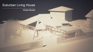 Architectural project presentation. Suburban Living House (white model).