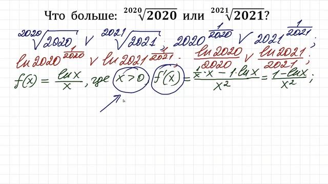 Что больше: 2020^(1/2020) или 2021^(1/2021)? ★ Сравните числа ★ Задача от подписчика смотреть онлайн