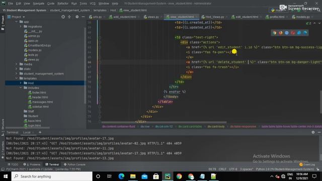 Delete Student (Backend) | Python Tutorial | Python Django | Django | Django Projects| Hindi