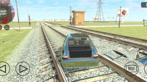 Поезд сбивает машину в игре ВАЗ Краш Тест Симулятор 2