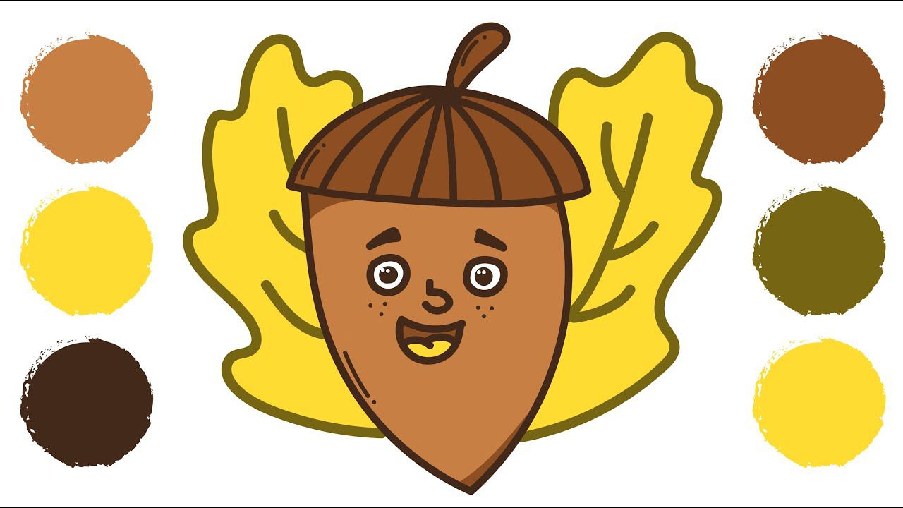 Раскраска ЖЕЛУДЬ / Как нарисовать ЖЕЛУДЬ / Раскраска / Acorn coloring book / How to draw an ACORN смотреть онлайн