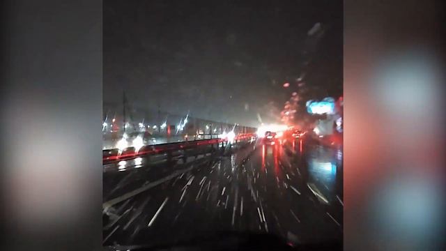 Снег в Краснодаре, ночной город