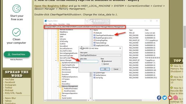 How to Clear Virtual Memory Page File at Shutdown in Windows смотреть онлайн