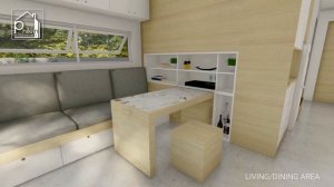 Tiny House Design 28sqm.(301 sq ft) 1-Bedroom with Minimalist Interior Design