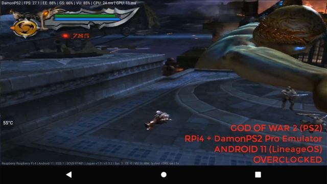 Raspberry Pi 4: Sony PS2 EMULATOR (GOW2 Test)