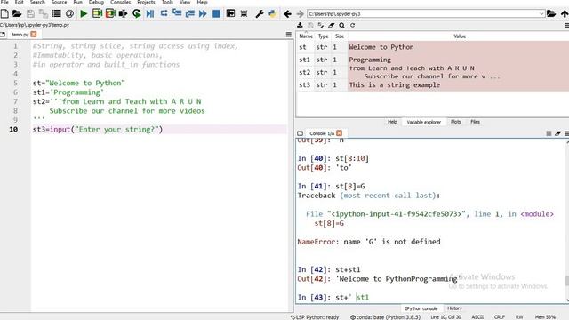 #PythonInTamil #29 | #PythonStrings #StringSlice #StringBuiltInFunctions #ImmutableString