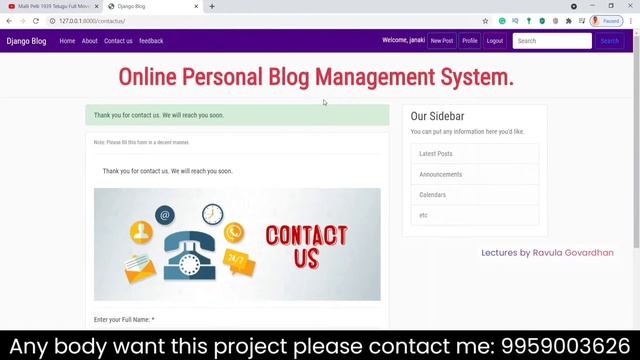Online Personal Blog Management System | Python Django Projects in Telugu
