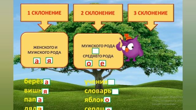 Три склонения имён существительных смотреть онлайн