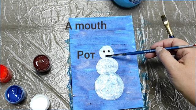 Рисуем снеговика на английском. Цвета, части тела, одежда. A snowman. Авторские материалы)