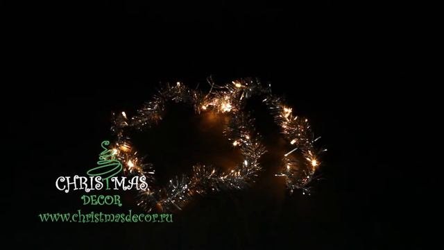 Светодиодная гирлянда елочная ветка с золотым свечением