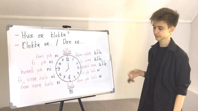 Время (часы) в норвежском языке bokmål