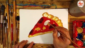 Как нарисовать ПИЦЦУ / урок рисования красками для детей
