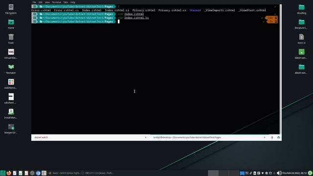 playing with dotnet core 3 - shortcuts aliases, vim settings vimrc and html tags