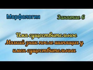 Занятие 6. Мягкий знак после шипящего у имен существительных